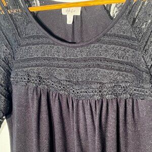 Style & Co Large Baby-Doll Fairy-Goth Top Bell 3/4 Sleeve Whimsical Lace Y2K